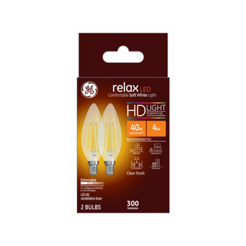 LED Bulb Relax BC E12 (Candelabra) Soft White 40 W Clear Pair