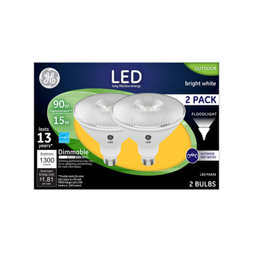 LED Floodlight Bulb PAR 38 E26 (Medium) Warm White 90 Watt Equivalence Clear Pair