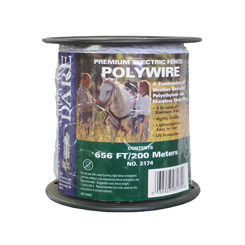 Dare 3174 Portable Electric Fence Wire 656 ft. White White