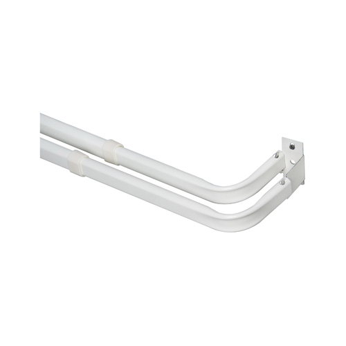 KN522 Curtain Rod, 2 in Dia, 48 to 86 in L, Steel, White