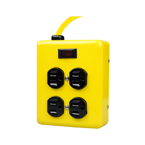 Extension Cord Adapter Grounded 4 outlets Yellow