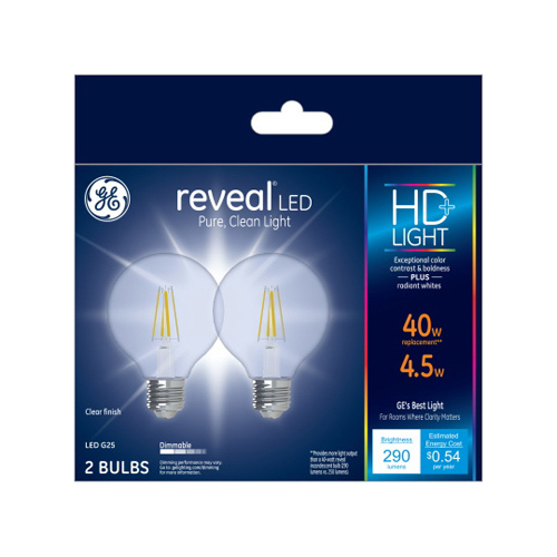 LED Bulb Reveal G25 E26 (Medium) Soft White 40 W Clear