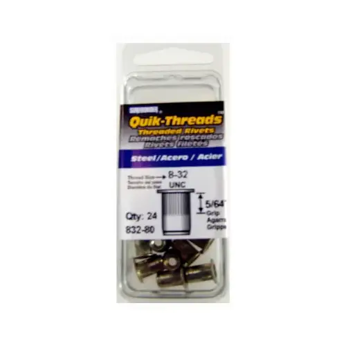 Rivets Threaded Inserts Steel Gold Gold - pack of 5