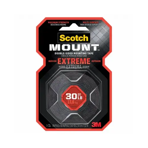 SCOTCH 414H Double-Sided Mounting Tape Scotch-Mount 60" L X 1" W Black