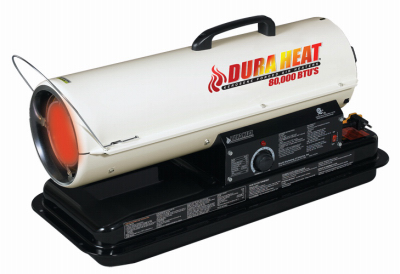 Dura Heat DFA80T Kero Forced Air Heater with Thermostat, 5 gal Fuel Tank, Kerosene, 80000 Btu, White