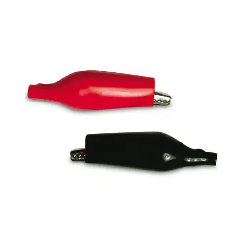 Alligator Clip, 7/16 in Jaw Opening, 22 to 14 AWG Wire, Vinyl Insulation, Black/Red Pair