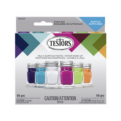 6-Color Trendy Colors Craft & Model Paint Set & Brushes, Acrylic, 1/4 oz. ea. Assorted