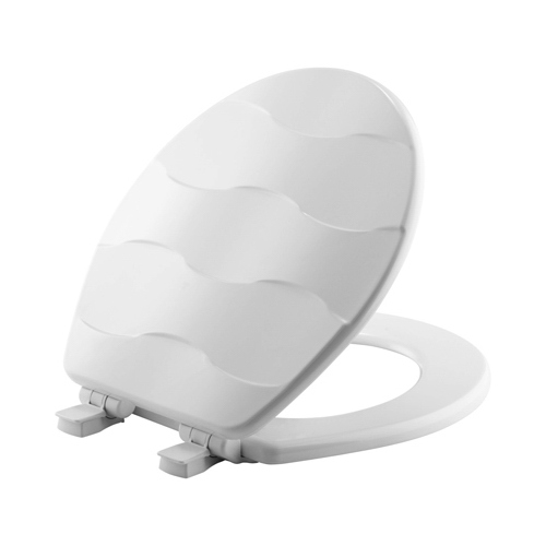 Mayfair 33SLOW-000 33SLOW 000 Toilet Seat, Round, Wood, White, Easy Clean and Change Hinge