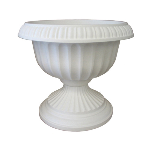 Flower Pot 14.8" H X 17.8" D Plastic Grecian Urn White White - pack of 6