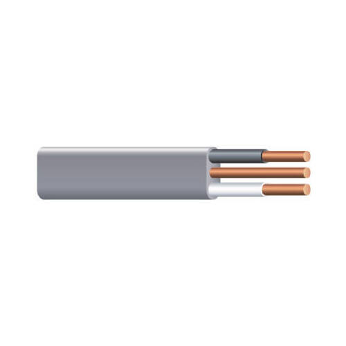 Building Wire, #14 AWG Wire, 2 -Conductor, 250 ft L, Copper Conductor, PVC Insulation Gray