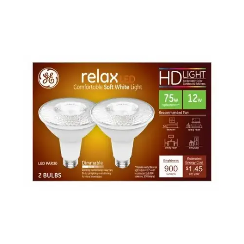 LED Light Bulb Relax HD PAR 30L E26 (Medium) Soft White 75 Watt Equivalence Frosted Pair