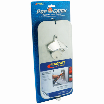 Magnet Source 07681 Magnetic Bottle Opener Magnetic Source Pop N Catch Brushed Nickel Silver Stainless Steel Manual Brushed Nickel