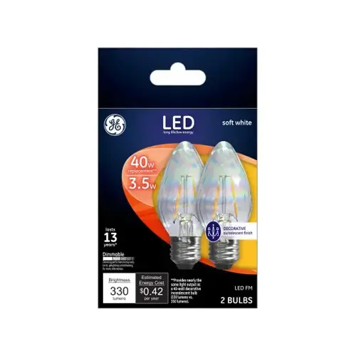 LED Light Bulb F15 E26 (Medium) Soft White 40 Watt Equivalence Clear Pair