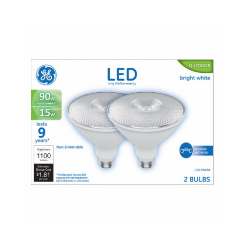 LED Bulb PAR38 E26 (Medium) Warm White 90 Watt Equivalence Clear Pair