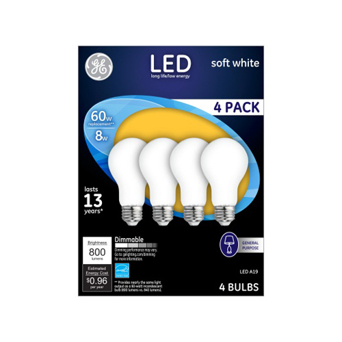 LED Bulb A19 E26 (Medium) Soft White 60 Watt Equivalence Frosted