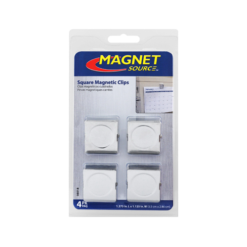 Magnetic Clips 1.125" L X 1.375" W Silver Metal Square 5 lb. pull Silver