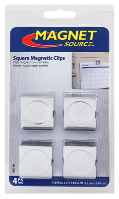 Magnet Source 08018 Magnetic Clips 1.125" L X 1.375" W Silver Metal Square 5 lb. pull Silver