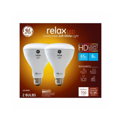 LED Floodlight Bulb Relax BR30 E26 (Medium) Soft White 65 W Frosted Pair