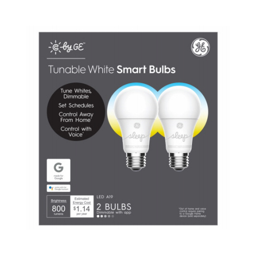 LED Smart Bulb A19 E26 (Medium) Soft White 60 W Frosted Pair