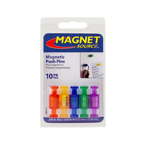 Magnet Source 08013 Magnetic Push Pins .625" L X .375" W Assorted Neodymium Assorted