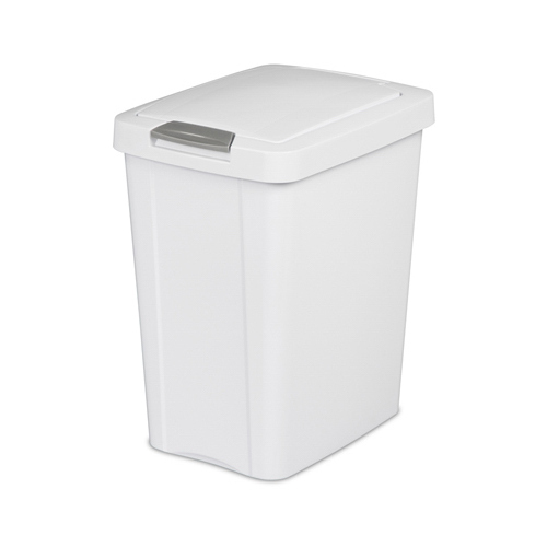 Wastebasket 7.5 gal White Polypropylene TouchTop Locking White