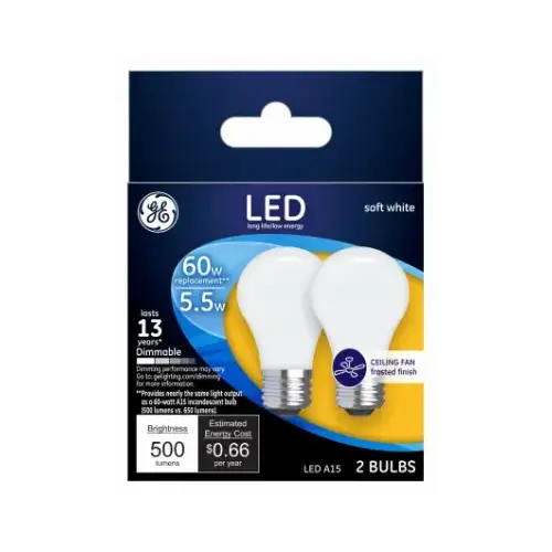 LED Bulb A15 E26 (Medium) Soft White 60 Watt Equivalence Frosted Pair