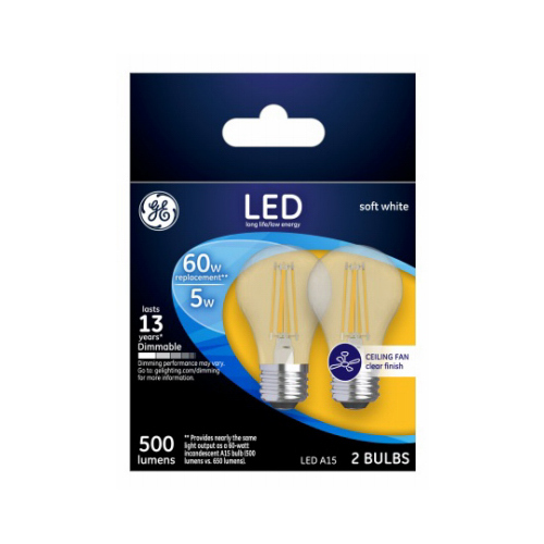 LED Bulb A15 E26 (Medium) Soft White 60 W Clear Pair