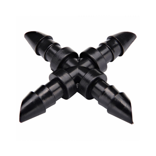 Drip Irrigation Cross 1/4" Barbed Black