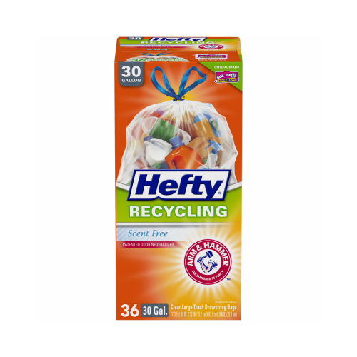 Hefty Recycling Trash Bags, Clear, 30 Gallon, 36 Count Clear 30 Gallon - 36  Coun