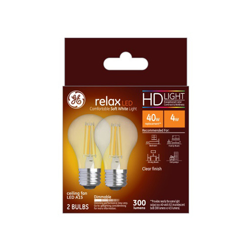 LED Bulb Relax HD A15 E26 (Medium) Soft White 40 Watt Equivalence Clear Pair