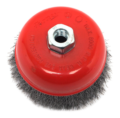 Forney 72754 Wire Cup Brush, 5 in Dia, 5/8-11 Arbor/Shank, 0.014 in Dia Bristle, Carbon Steel Bristle