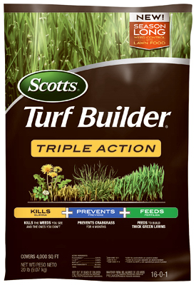 Scotts 26019 Turf Builder 26002A Triple-Action Fertilizer, 50 lb Bag, Granular, 16-0-1 N-P-K Ratio Beige