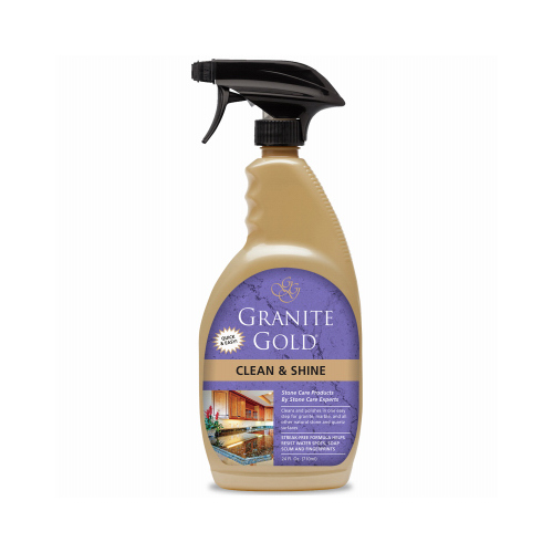 Granite Gold GG0047 Clean and Shine Spray, 24 oz Bottle, Liquid, Lemon Citrus, Clear/Haze