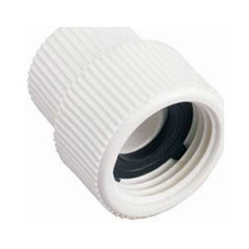 Hose to Pipe Adapter, 1/2 x 3/4 in, FNPT x FHT, PVC, White