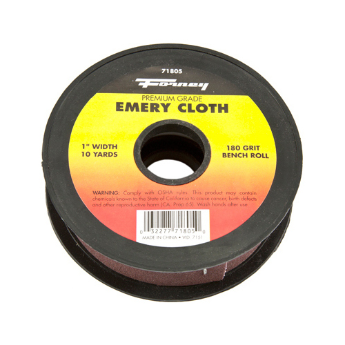 Bench Roll, 1 in W, 10 yd L, 180 Grit, Premium, Aluminum Oxide Abrasive, Emery Cloth Backing