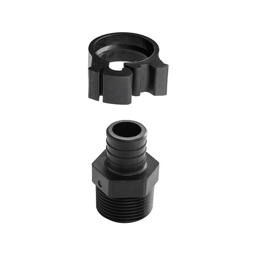 PEXLOCK Pipe Adapter, 1 in, Male, Polysulfone, Black, 100 psi Pressure
