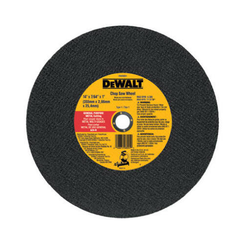 Cutting Wheel, 14 in Dia, 7/64 in Thick, 1 in Arbor, Coarse, Aluminum Oxide Abrasive