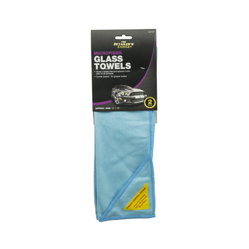 Glass and Mirror Cloth Detailer's Choice 12" L X 16" W Microfiber Pair