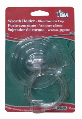 Adams 5750-88-1040 Suction Cup Wreath Holder, Polycarbonate Hook, PVC Base, 10 lb Working Load Clear