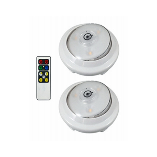 LED Puck Light With Remote, Warm White - pair