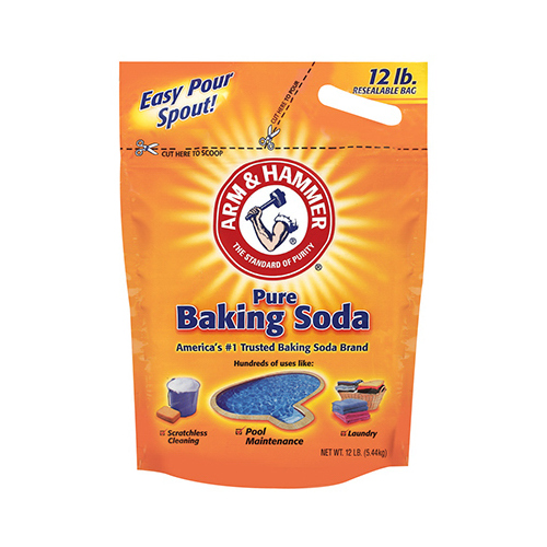 Resealable Baking Soda, 12 lb Bag, Crystalline, White