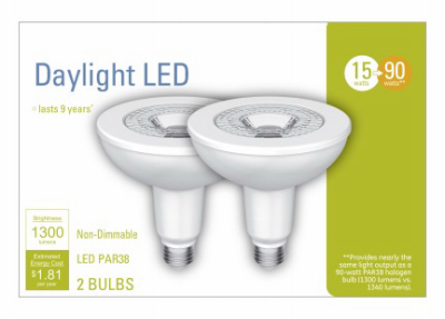 GE 93095546 LED Light Bulb PAR 38 E26 (Medium) Daylight 90 Watt Equivalence Pair