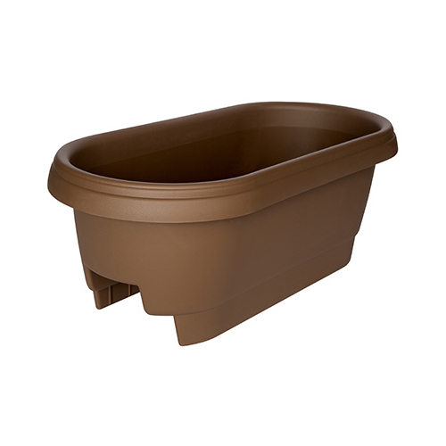 Classic Deck Rail Box Planter, 11.9 in W, 23.9 in D, Plastic, Chocolate, Matte