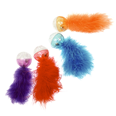 Multipet 20143 Ball w/ Feathers Assorted Lattice Plastic 5 Assorted