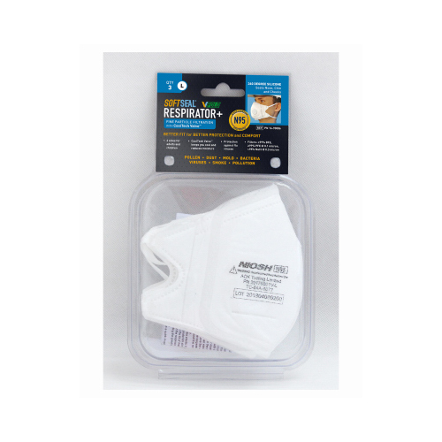 SoftSeal 16-90086 Disposable Respirator N95 Multi-Purpose V-Fold Valved White L White