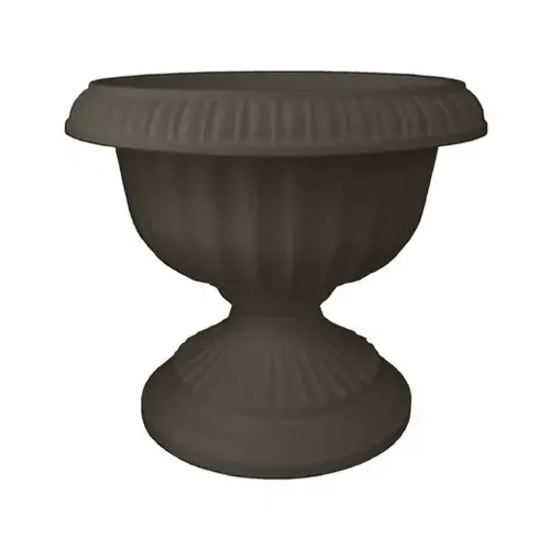 Flower Pot 14.8" H X 17.8" D Plastic Grecian Urn Charcoal Charcoal