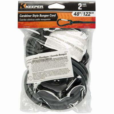 Keeper 06082 Carabiner Style Bungee Cord Gray 48" L X 0.315" Gray Pair