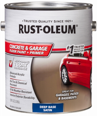 Rust-Oleum 319550 Concrete Floor Paint Concrete & Garage Satin Deep Tint Base Water-Based Acrylic 1 gal Deep Tint Base