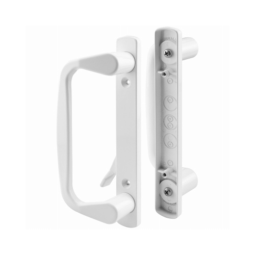 Handle Set, Aluminum, Painted, 1-3/8 to 1-7/8 in Thick Door White