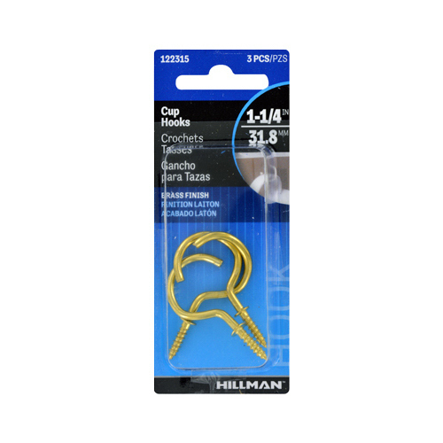 Cup/Picture Hook Brass-Plated Gold 1 lb Brass-Plated